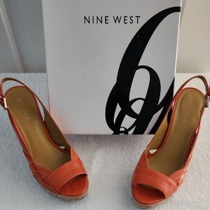 Nine West Orange Suede Slingback Heels